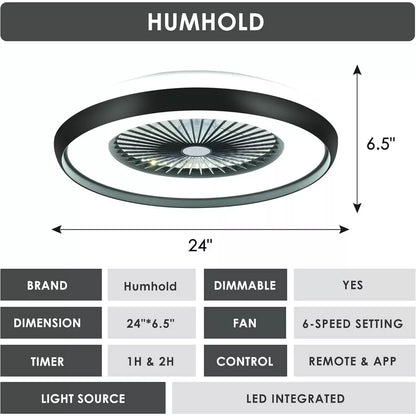 HUMHOLD 24 Inch Smart Ceiling Fan with Lights and Remote/APP Control