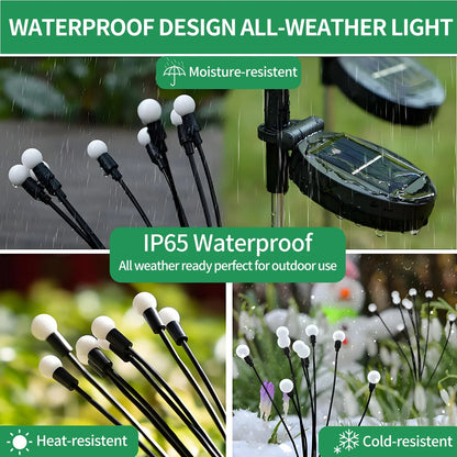 2 Pack Solar Firefly Swaying Lights, Outdoor Solar Garden Lights, LED Waterproof Firefly Lights for Yard Patio Pathway Decor, Warm White