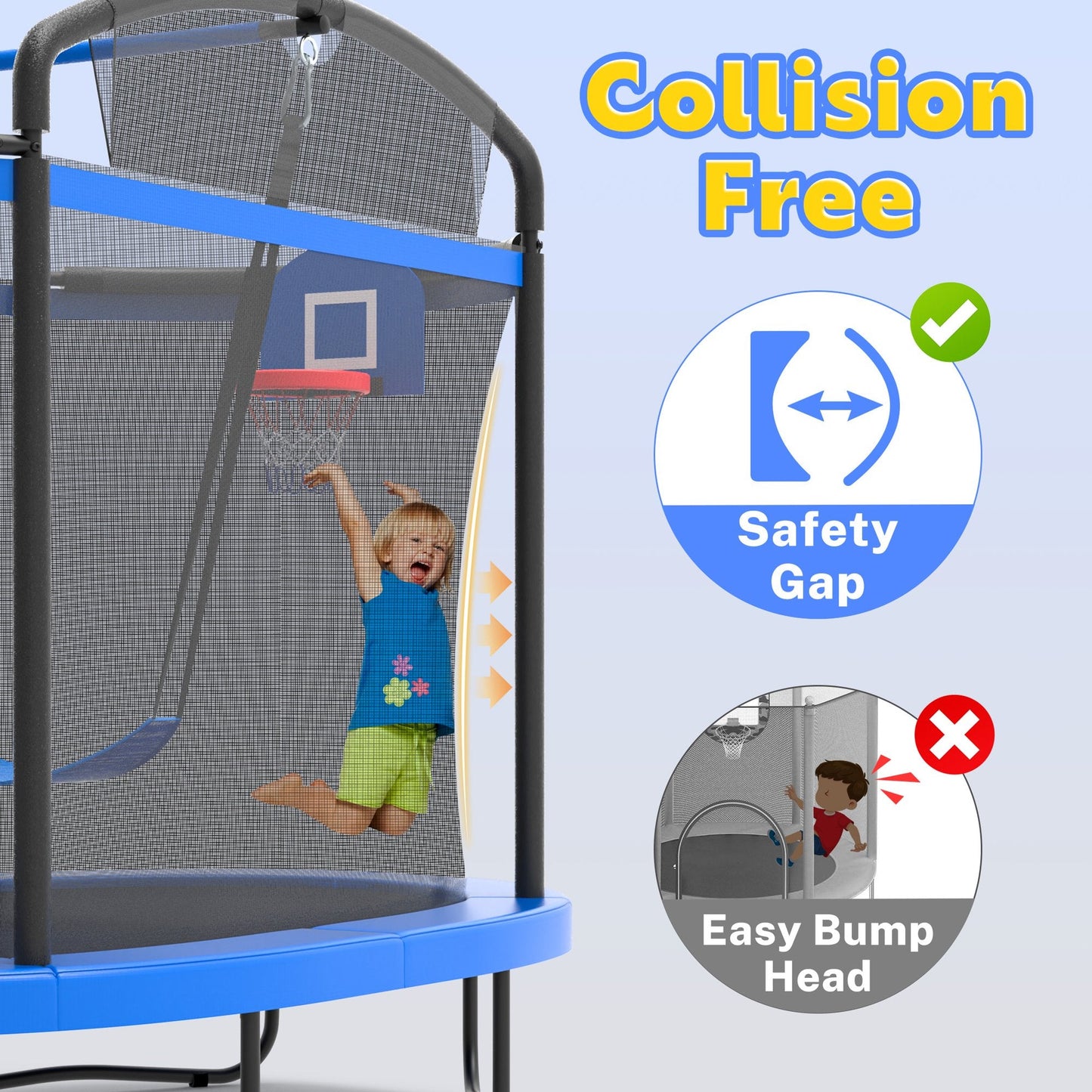 Trampoline for Kids with Enclosure Net, 6Ft Tollder Trampoline with Basketball Hoop for Indoor/Outdoor, Rebounder Trampoline with No-Gap Safe Design for Backyard Garden, Birthday Gifts for Boys/Girls