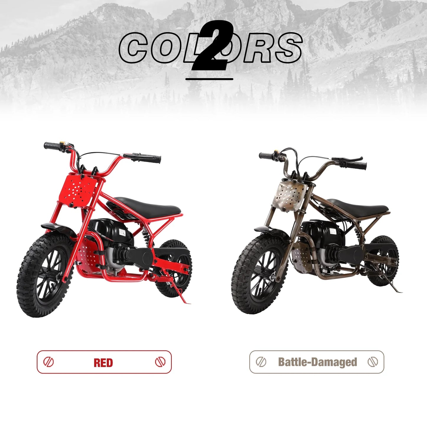 Oryxearth 37.7CC 4-Stroke Mini Bike, Handmade Gas Power Dirt Bike for Kids, Up to 15.5Mph, Retro