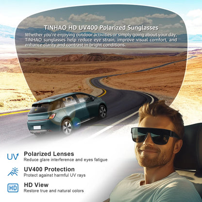 TINHAO Polarized Sunglasses Fit Over Glasses for Men Women Driving Oversized Square Sun Glasses UV400 Protection Shades