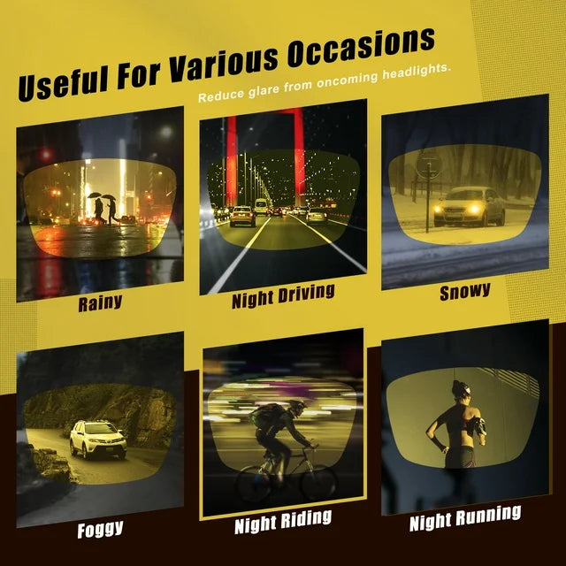 TINHAO HD Polarized Night Driving Glasses for Men Women Anti Glare Yellow Tinted Night Vision Glasses for Driving