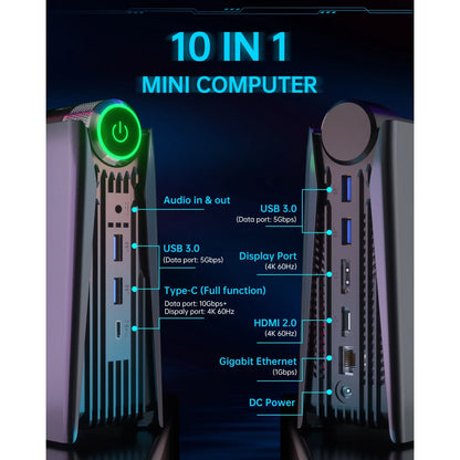 NIPOGI S3A Mini PC with AMD Ryzen 7 5700U, 16GB RAM, 512GB SSD, Windows 11 PRO