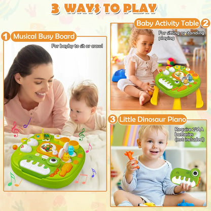 Richgv Baby Activity Center Learning Activity Table, Dinosaur Toy Musical Standing Play Table Baby Toy for 1 2 3 Year Boys Girls