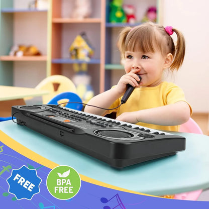 Mixfeer 61 Key Keyboard Piano, Electronic Keyboard Piano with Microphone for Kids Gift, Black