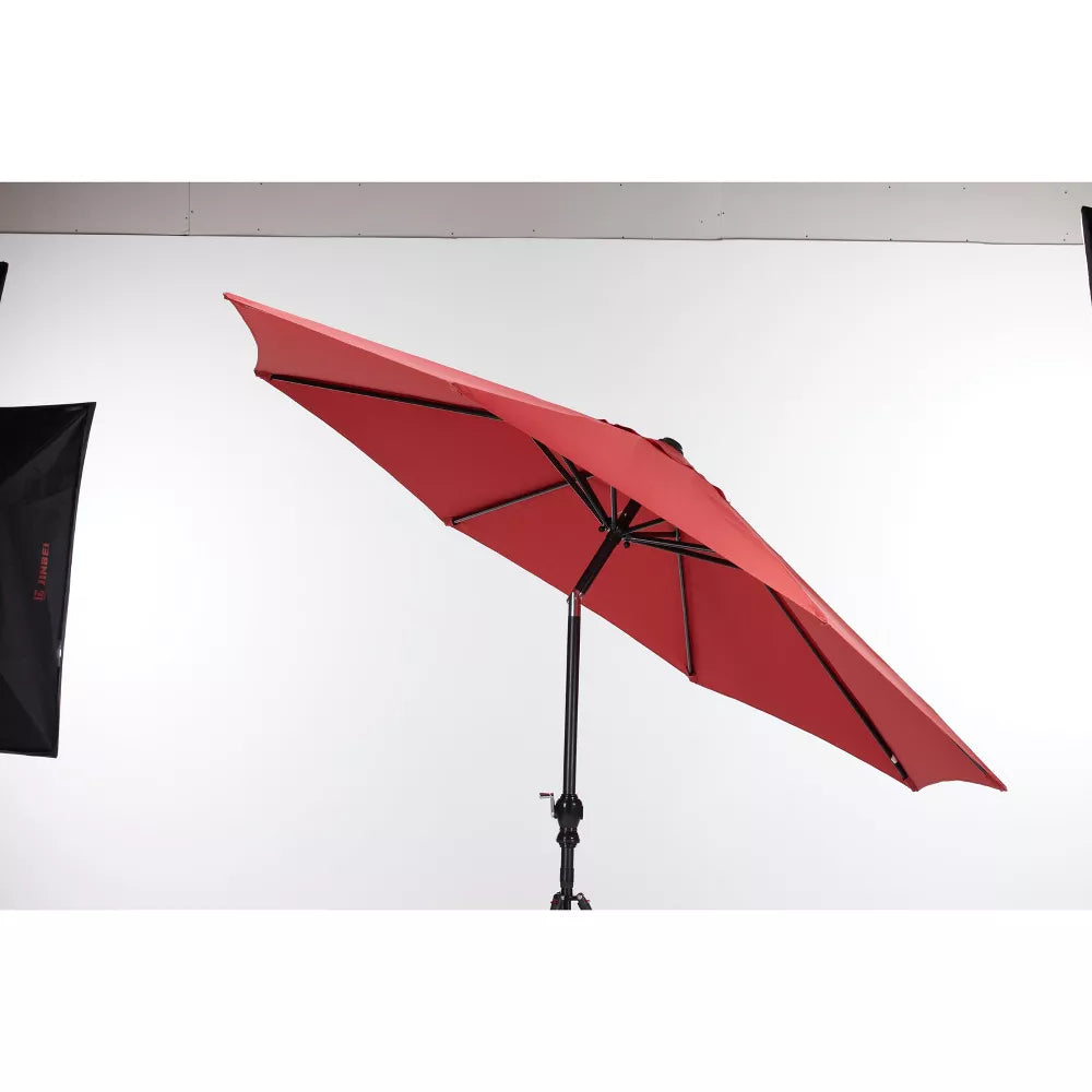 DOMETOUR Outdoor Patio Umbrella with Push Button Tilt and Crank Outdoor Umbrella 8 Sturdy Ribs UV Protection Waterproof for Garden Backyard