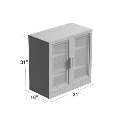 Dovelina Wooden 3 Shelf Bookcase Cabinet Decorative Bookshelf with Glass Doors and Adjustable Partitions