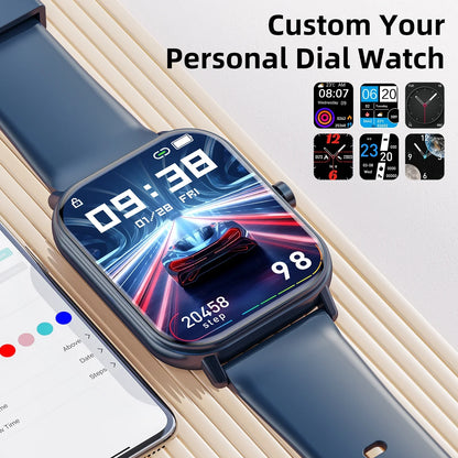 Mingdaln smartwatch for Android and Iphone Devices 1.85 Inches with Answer/Make Calls/100+ sport mode/IP68 Waterproof, with Activity Fitness Tracker for men and women (Blue)