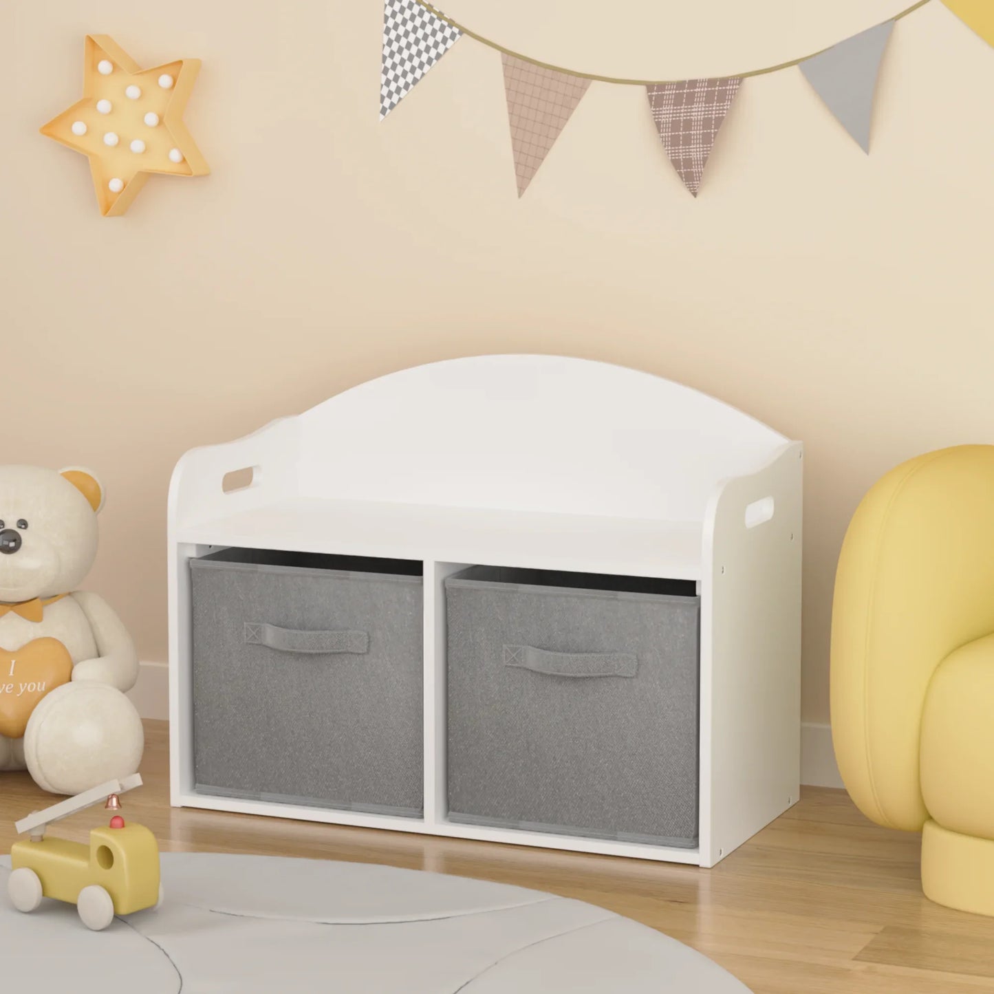 Seizeen Toy Storage Organizer For Boys&Girls, Multi-functional Storage Cabinet, Toy Chest with Seat Bench