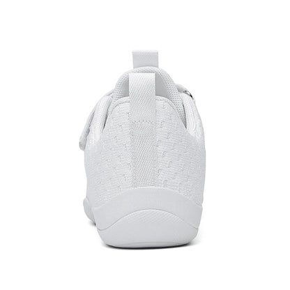 HAOSHIDUO White Cheer Shoes for Girls Lightweight Breathable Soft Fabric Sports Dance Shoes Non Slip Rubber Outsole