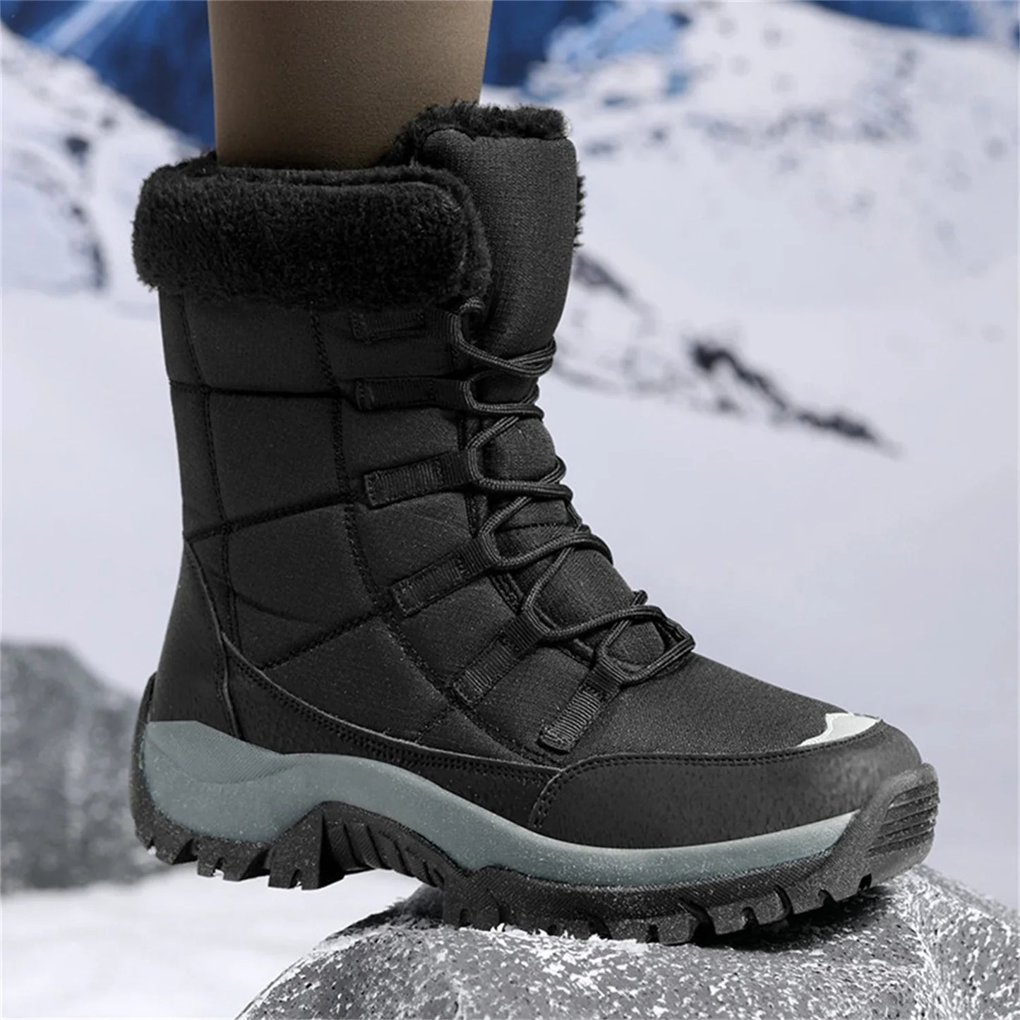 HAOSHIDUO Women's Winter Snow Boots Comfortable Warm Soft Plush Shoes Non Slip Durable Outsole