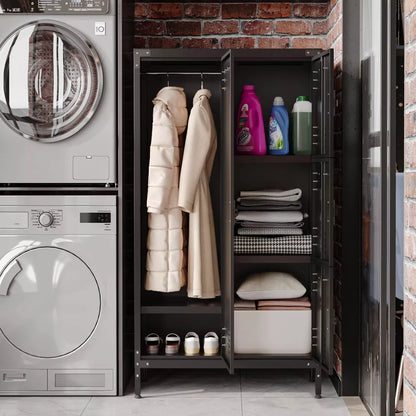 Mlezan Metal Locker: Lockable Cabinet with Doors and Shelves for Home, Office, Gym, or School. Ideal for Storage, Files, and Coat Organization.