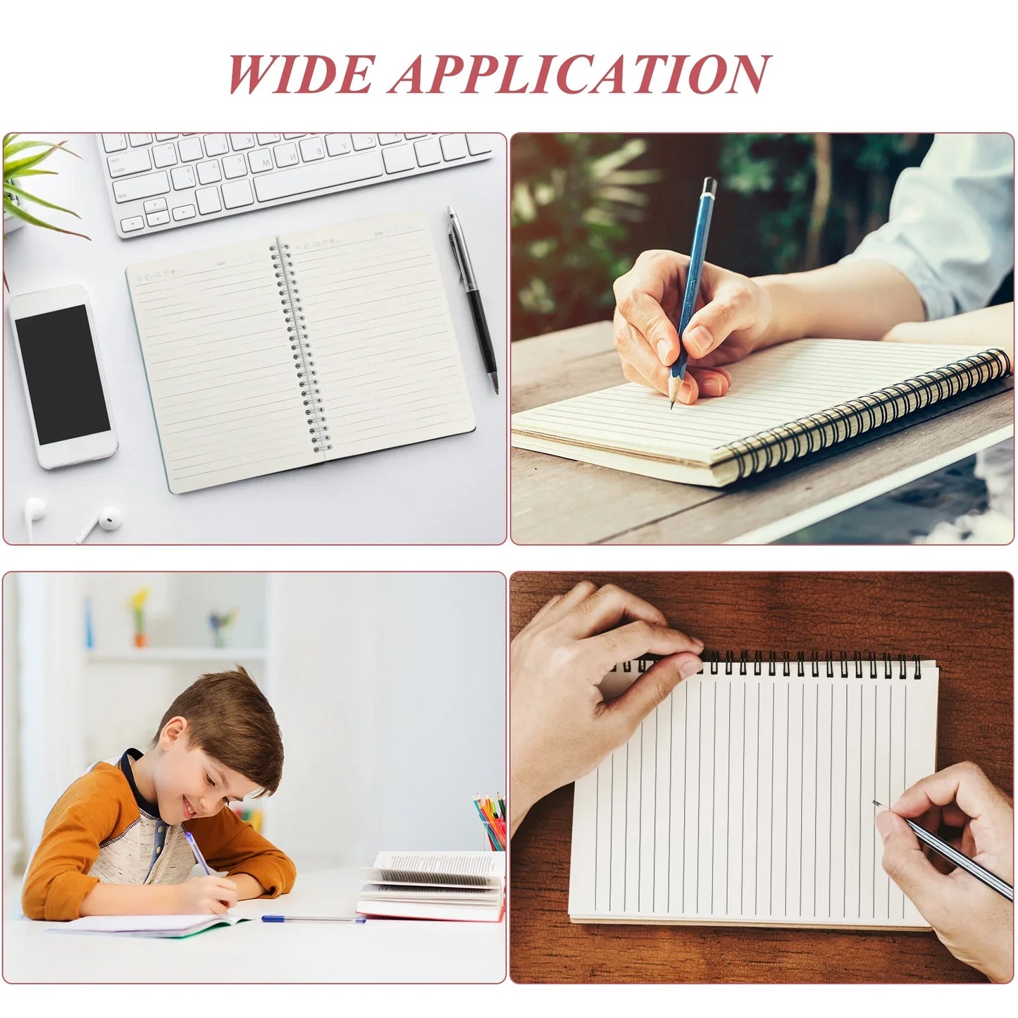 VINAUO A5 Spiral Notebook 4 Pack 8.25"x5.75" Hardcover Notebook Ruled Lined Journal Notebook 80 Sheets(160 Pages)/Per Pack for Home Office Supplies