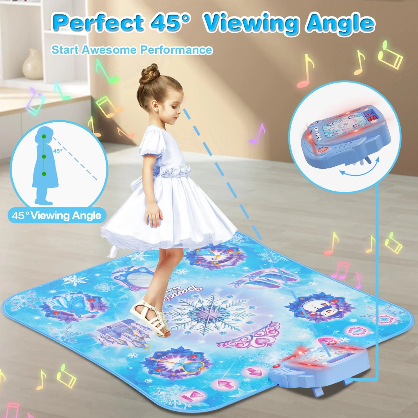 Richgv Kids Dance Mat, 8-Button Light up Dance Pad with Wireless Bluetooth, Musical Dance Game Toy Christmas Gift for Girls Boys 3-12 Year