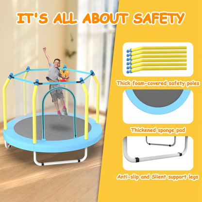 55'' Toddler Trampoline for Kids, SEGMART Kids Trampoline with Enclosure Net and Balls, Indoor Outdoor Mini Small Trampoline Birthday Gifts for Boys and Girls Age 3 Months and up