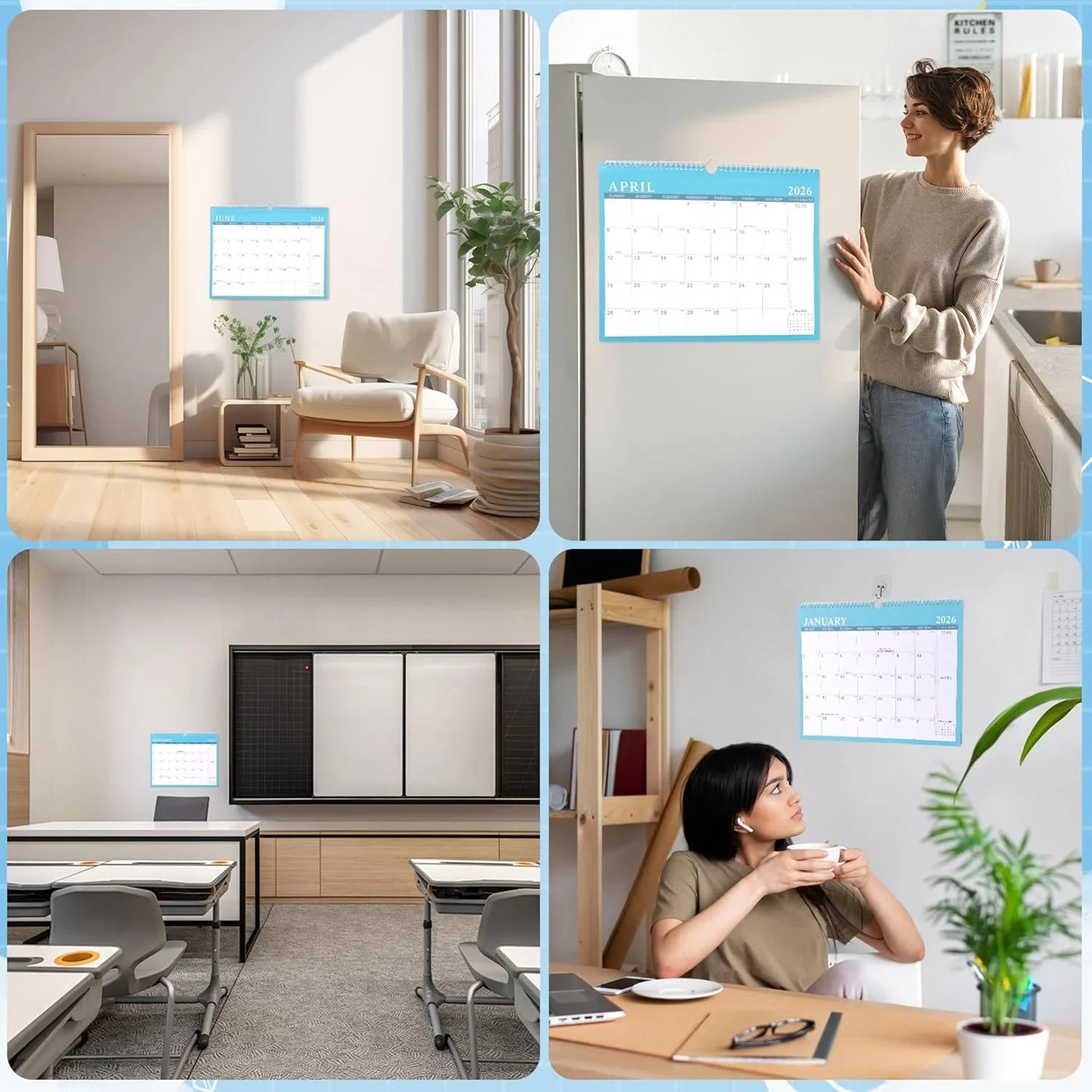 VINAUO 2025-2026 Desk Calendar,18 Months Wall Calendar,14.5x11.5 in form Januaty 2025-June 2026,Thick Paper with Julian Dates and Block for Office,Home,School