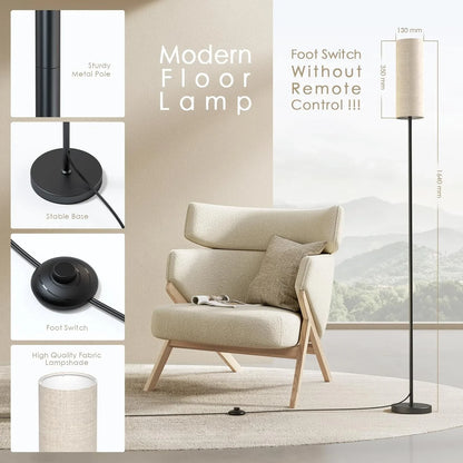 CAALOGT Floor Lamp, Modern Standing Lamp with 3 Color Temperatures, Foot Switch, for Living Room, Bedroom (9W LED Bulb )