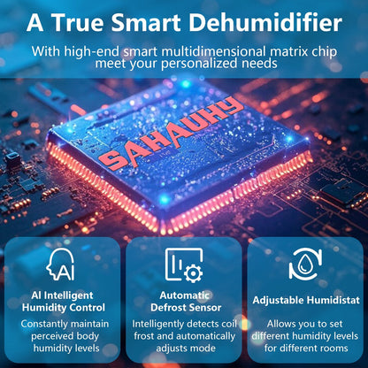 SAHAUHY 80 Pints Smart Dehumidifier for Home Basement Large Room Spaces up to 5,200 Sq. Ft with Drain Hose and Water Tank