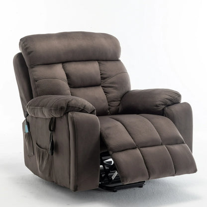 Lift Recliner Chair, 26in Wide Large Power Lift Chair Recliner for Elderly, Electric Lift Chair with Heat and Massage, Cup Holders and Side Pocket, Single Sofa Chair for Elderly, Brown