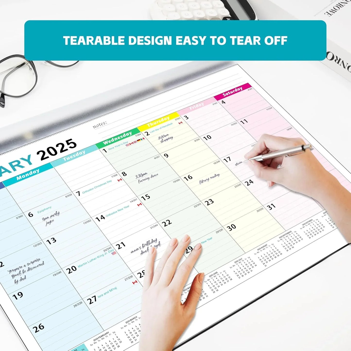 VINAUO Large Desk Calendar 2025-2026, 18 Months 22" x 17" Desktop Calendar from JAN 2025 - JUL 2026, Office Supplies Wall Calendar for Planning and Organizing in Your Family, School or Office