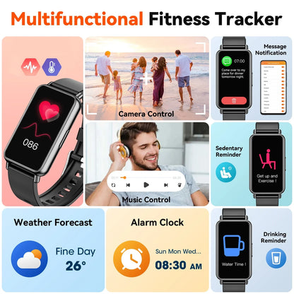 Mingdaln Fitness Tracker for Men Women, 1.45" with 100 Sport Mode/Activity Tracker/IP68 Waterproof, for Android iPhone Devices (Black)