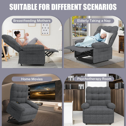 Segmart Power Lift Recliner Chair for Elderly, Heavy Duty 440lbs Antiskid Classic Fabric Linen Sofa Chair, 3 Motors Ergonomic Lounge Single Sofa with Overstuffed Arms and Remote Control, Grey