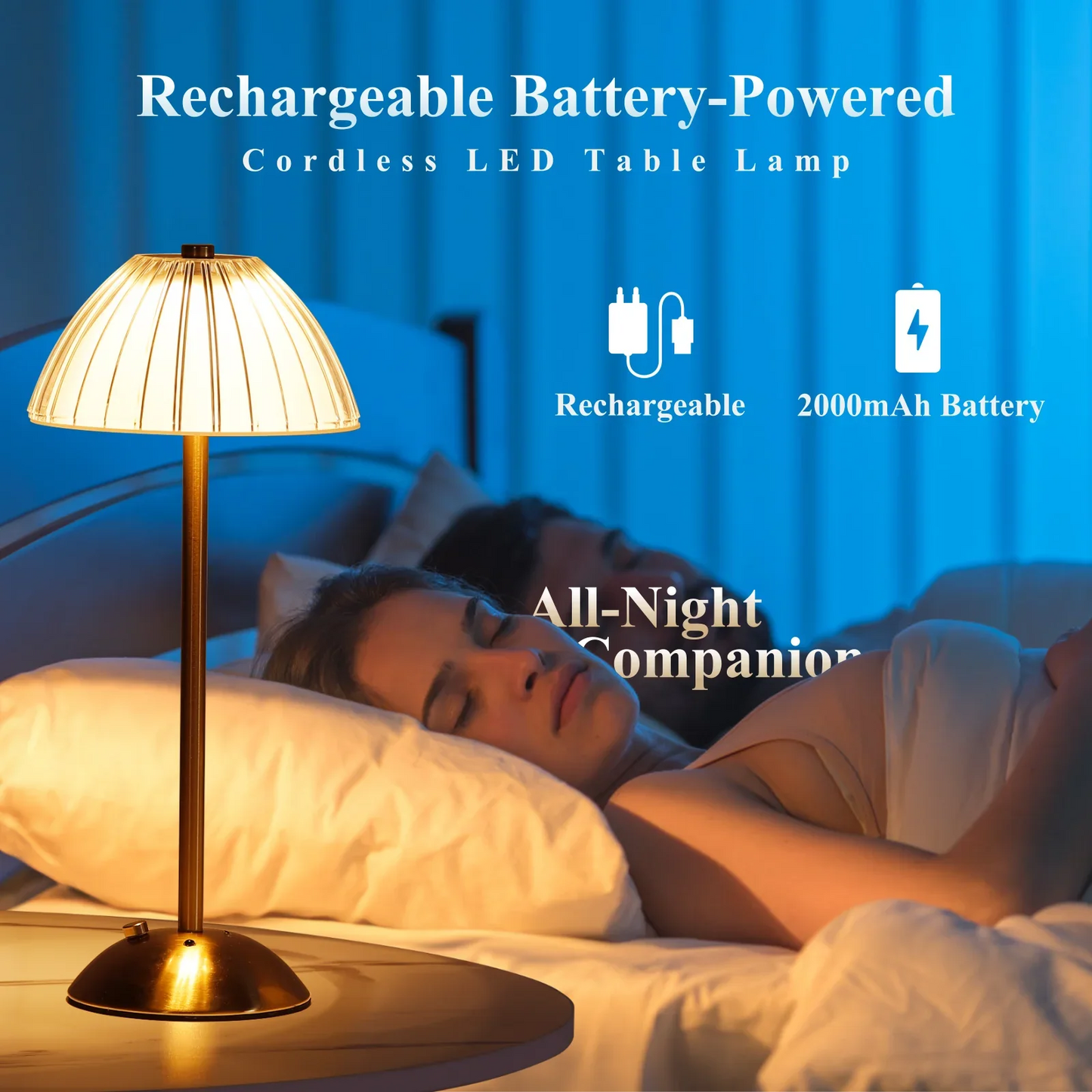 CAALOGT Cordless Dimmable LED Crystal Table Lamps with Touch & Remote Control, RGB Light for Living Room, Bedroom