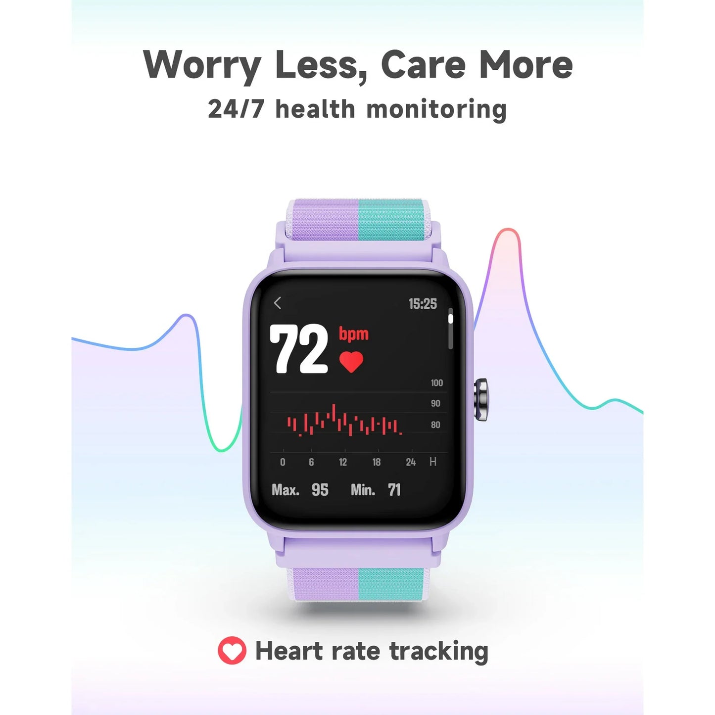 BIGGERFIVE Smart Watch for Kids, Fitness Tracker Pedometer for Girls Boys Ages 5-14, Heart Rate, 5ATM Waterproof, Sleep Monitor, Alarm Clock, Calorie Step Counter, Puzzle Games, Nylon Band, Lilac