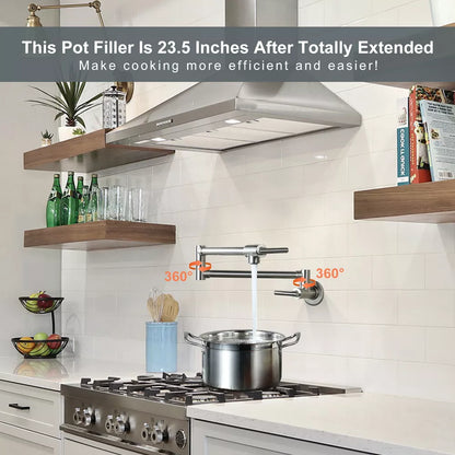 WOWOW Wall Mount Pot Filler Faucet with Double Joint Swing Arm