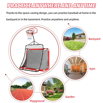 All-in-one Outdoor Sports Set with Football Net, Baseball Net, 3-in-1 Combo Outdoor Sports Center with Soccer Goal, Lacrosse Net, Segmart Heavy-duty Basketball Hoop with Durable Net, Metal Frame