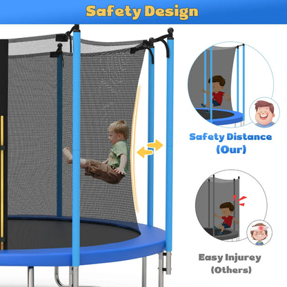 SEGMART 10ft Trampoline for Kids with Basketball Hoop and Enclosure Net/Ladder,Blue
