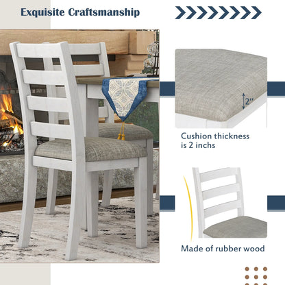 EUROCO Rustic Style 6-Piece Dining Room Table Set with 4 Upholstered Chairs & a Bench