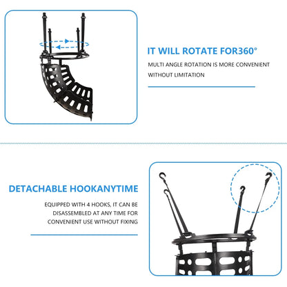 Basketball Return, SEGMART Basketball Return Attachment, 360° Basketball Shot Trainer, Portable Basketball Training Equipment, Basketball Return Chute Rebounder with 4 Detachable Hooks for Hoop,Black
