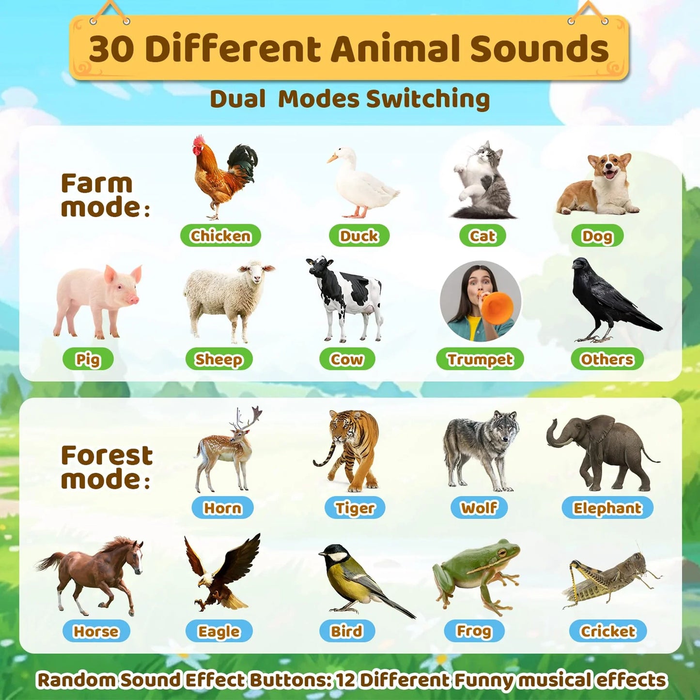 Richgv Animal Caller Toys for Kids, Hunting Toys Horn with 2 Modes 30 Realistic Animal Sounds, Outdoor Discovery Play Toy for Boys Girls 3-8 Year