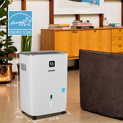 SAHAUHY 80 Pints Smart Dehumidifier for Home Basement Large Room Spaces up to 5,200 Sq. Ft with Drain Hose and Water Tank