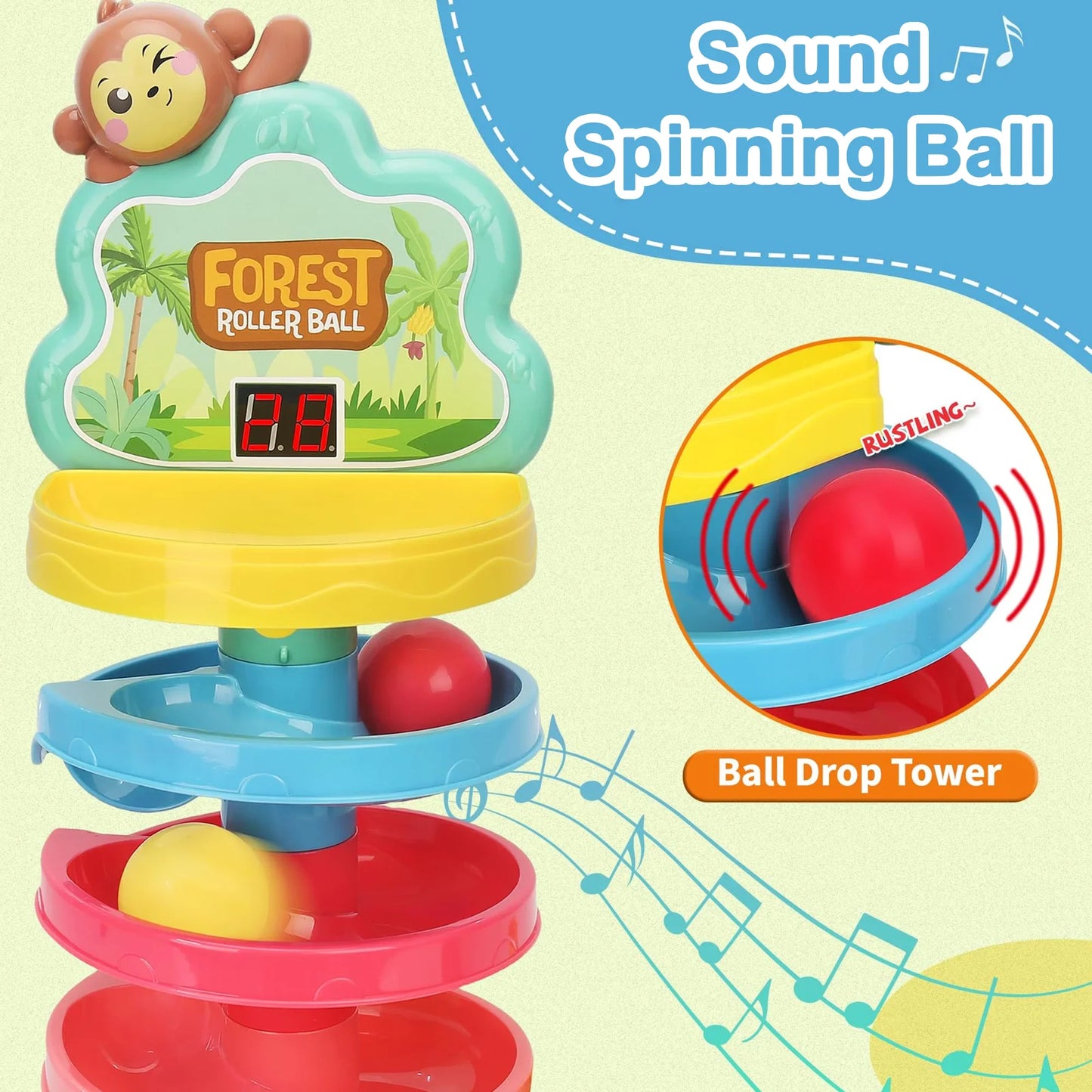 Richgv Pound A Ball Toy and Ball Drop Toy with Scoring Game, 3 in 1 Ball Tower and Shoot Ball Toddler Montessori Learning Toys Educational Preschool Toy for Boys Girls