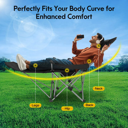 AMTPM Camping Chairs, Adjustable Folding Chairs 330lbs with Detachable Footrset for Camping Hiking Gardening Travel Beach Picnic, Adult