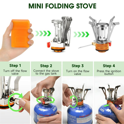 AMTPM 22pcs Camping Cookware Set, Camping Mess Kit with Folding Camping Stove Collapsible Bucket Aluminum Pot Pan for Outdoor Camping Hiking Backpacking Picnic