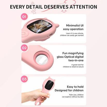 Richgv Microscope for Kids, Mini Handheld Microscope with Magnifying Glass, Portable Microscope Educational Science Toys Gifts for Kids Age 3-8