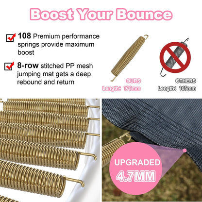16' Trampoline for Kids with Basketball Hoop, SEGMART Upgraded Kids Outdoor Trampoline with Enclosure Net and Ladder, Heavy Duty Round Recreational Trampoline for Indoor Outdoor Backyard