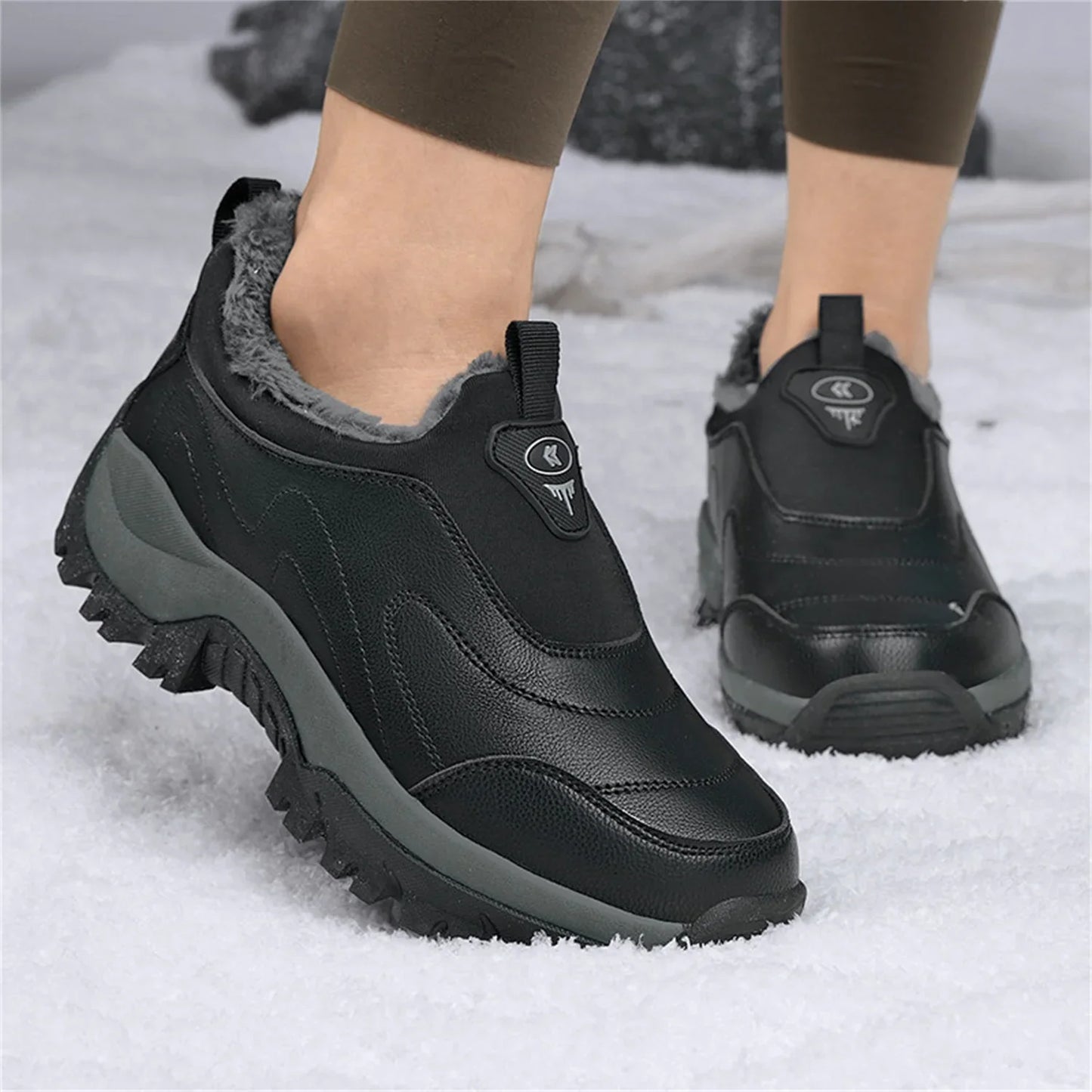 HAOSHIDUO Snow Shoes for Women  Men Comfortable Warm Non-slip Durable Walking Shoes
