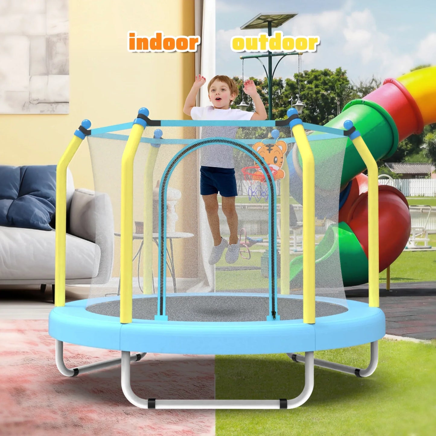 55'' Toddler Trampoline for Kids, SEGMART Kids Trampoline with Enclosure Net and Balls, Indoor Outdoor Mini Small Trampoline Birthday Gifts for Boys and Girls Age 3 Months and up