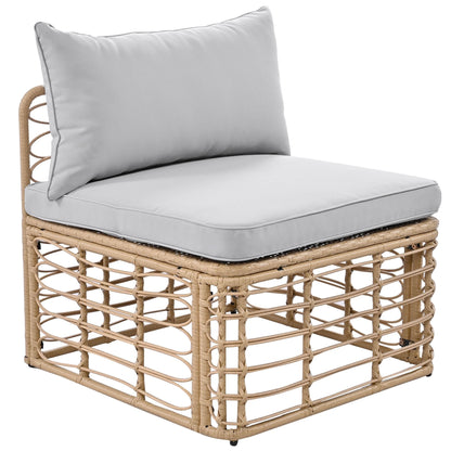 Segmart 7 Pieces Outdoor Patio Furniture, All-Weather Rattan Sectional Sofa Set with Thick Cushions and Pillows, Freely Combined Conversation Sets for Garden, Backyard, Balcony, Gray