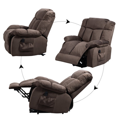 Lift Recliner, Electric Power Lounge Single Sofa for Elderly and Disabled, Heavy Duty Reclining Chair with Remote Control, Plush Fabric Sofa Living Room Chair with Overstuffed Design, Coffee, SS438