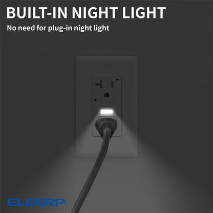 ELEGRP GFCI Outlet w/Nightlight, 15 Amp Self-Test GFI Electrical Outlet, Thinner Design, Tamper Resistant GFCI Receptacle, Ground Fault Receptacle w/Screw Wall Plate, UL Listed, White
