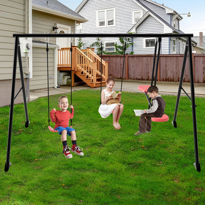 Shengchao 3-in-1 Heavy Duty Metal Kids Swing Set – Outdoor A-Frame Swing Stand for Backyard & Playground, Includes Swings, Ages 3+