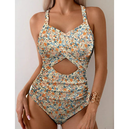a.Jesdani Women's One Piece Swimsuits Tummy Control Cutout High Waisted Bathing Suit Wrap Tie Back Swimsuit 1 Piece
