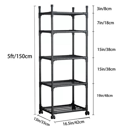 SUSUZI 5 Tier Storage Rack Shelf, Standing Storage Shelving Units for Kitchen Laundry Pantry