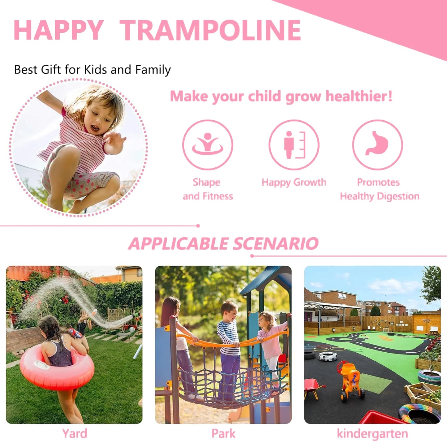 55" Small Trampoline for Kids ,4.6FT Indoor Outdoor Toddler Trampoline with Safety Enclosure