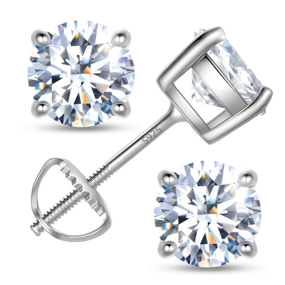 Beautlace GRA Certified Muticolored Moissanite Stud Earrings,1 Carat D VVS1 Simulated Diamond Sterling Silver Screw Back Earrings Jewelry Birthday Christmas Birthday Mother's Day Gifts for Women Mom